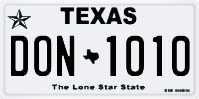 TX license plate DON1010