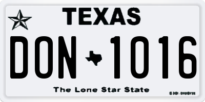 TX license plate DON1016
