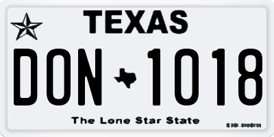 TX license plate DON1018