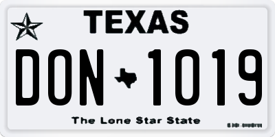 TX license plate DON1019