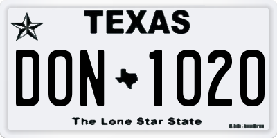 TX license plate DON1020