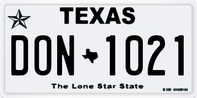 TX license plate DON1021