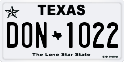 TX license plate DON1022