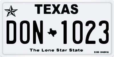 TX license plate DON1023