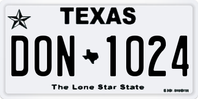 TX license plate DON1024