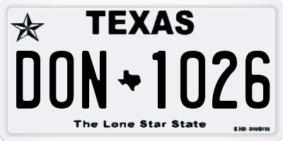 TX license plate DON1026