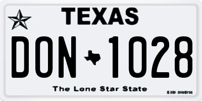 TX license plate DON1028