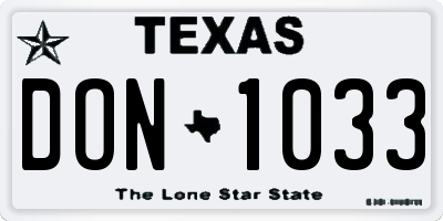 TX license plate DON1033