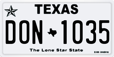 TX license plate DON1035