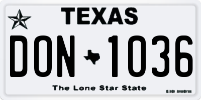 TX license plate DON1036