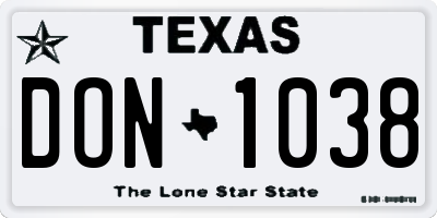TX license plate DON1038