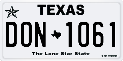 TX license plate DON1061