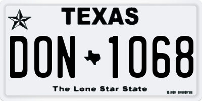 TX license plate DON1068