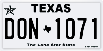 TX license plate DON1071
