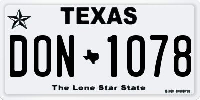 TX license plate DON1078