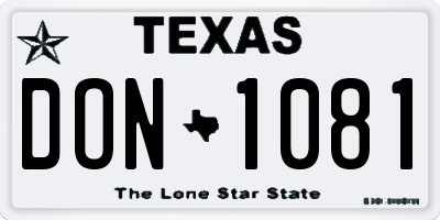 TX license plate DON1081