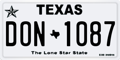 TX license plate DON1087