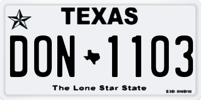 TX license plate DON1103