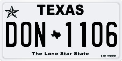 TX license plate DON1106