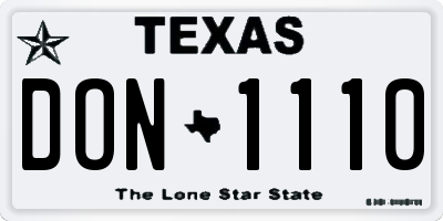 TX license plate DON1110