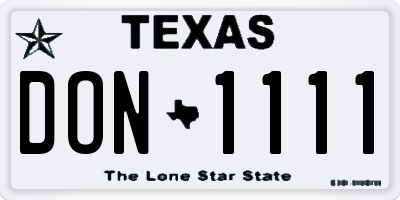 TX license plate DON1111