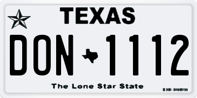 TX license plate DON1112