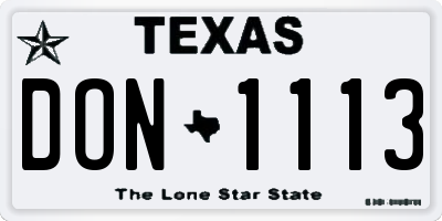 TX license plate DON1113
