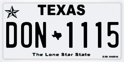 TX license plate DON1115
