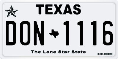 TX license plate DON1116