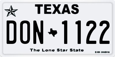 TX license plate DON1122