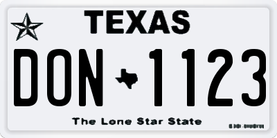 TX license plate DON1123