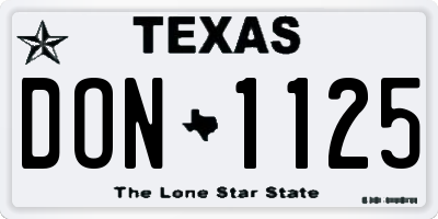 TX license plate DON1125