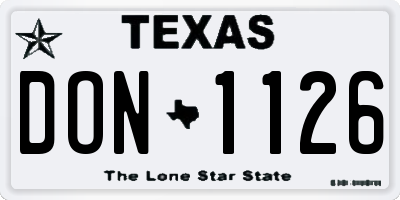 TX license plate DON1126