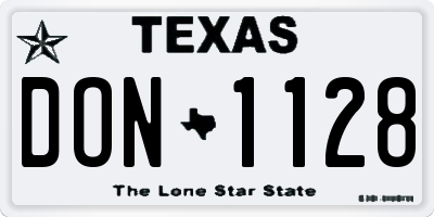 TX license plate DON1128