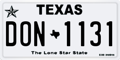 TX license plate DON1131