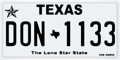 TX license plate DON1133