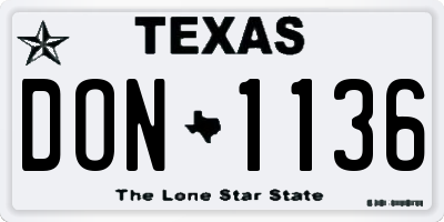 TX license plate DON1136