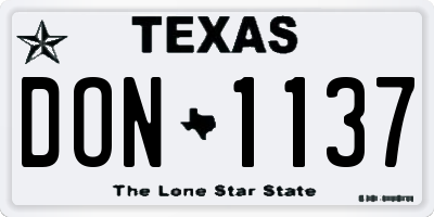 TX license plate DON1137