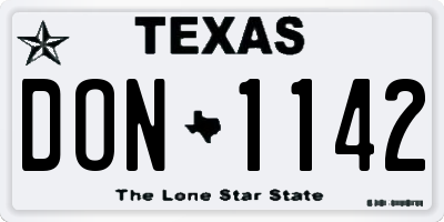 TX license plate DON1142