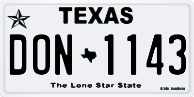 TX license plate DON1143