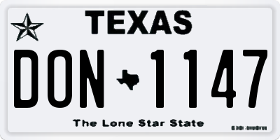 TX license plate DON1147