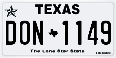 TX license plate DON1149