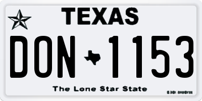 TX license plate DON1153