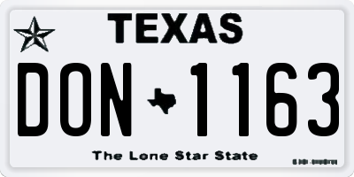 TX license plate DON1163
