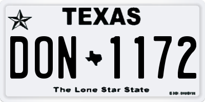 TX license plate DON1172
