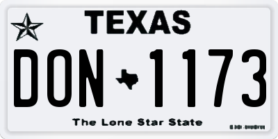 TX license plate DON1173