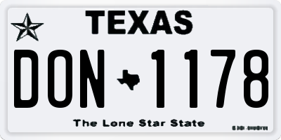 TX license plate DON1178