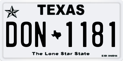 TX license plate DON1181