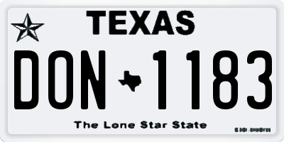 TX license plate DON1183