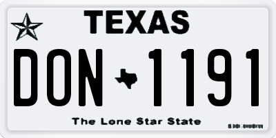 TX license plate DON1191